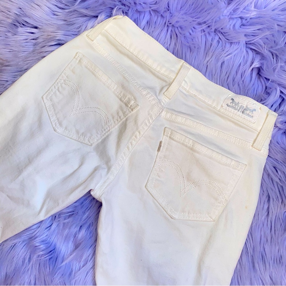 White Distressed Skinny Levi Jeans